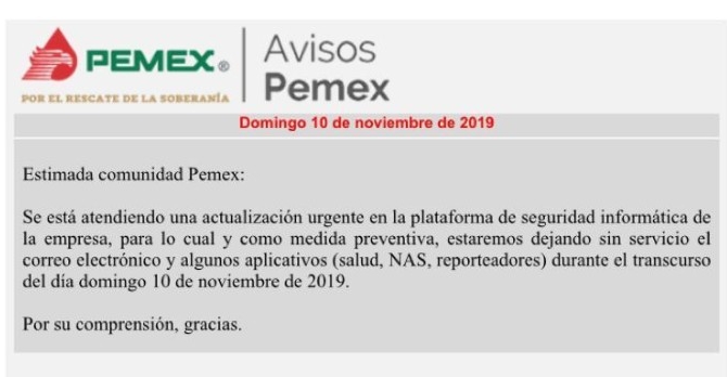 Pemex enfrenta ataque cibernético, empleados de Petróleos Mexicanos, reportan desde ayer por la mañana fallos en la red interna